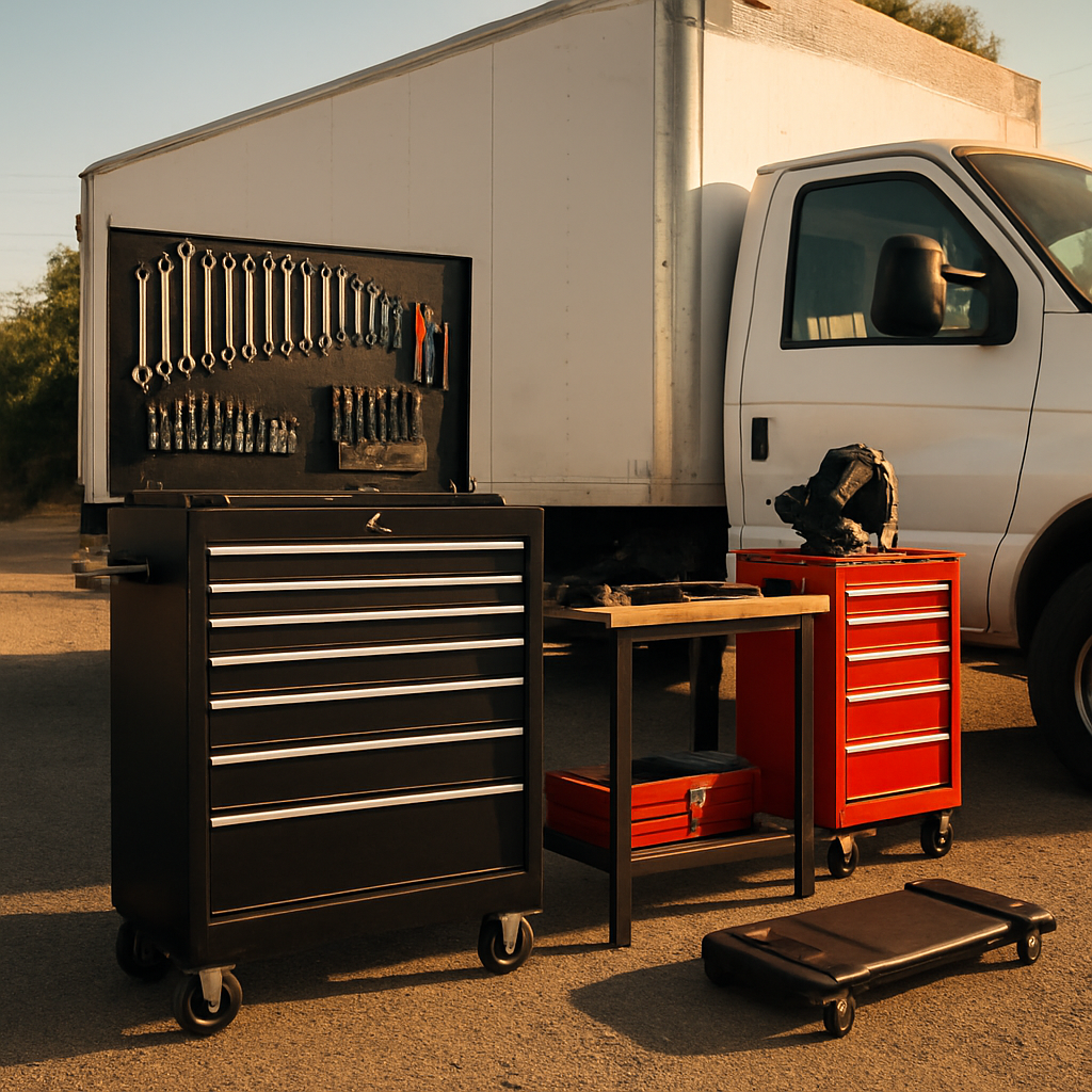 Beezer's organized mobile workshop and tools